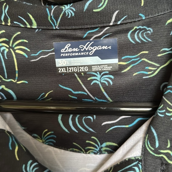 Ben Hogan Performance Palm Tree print sweat-wicking short sleeve polo size 2XL - Picture 2 of 4